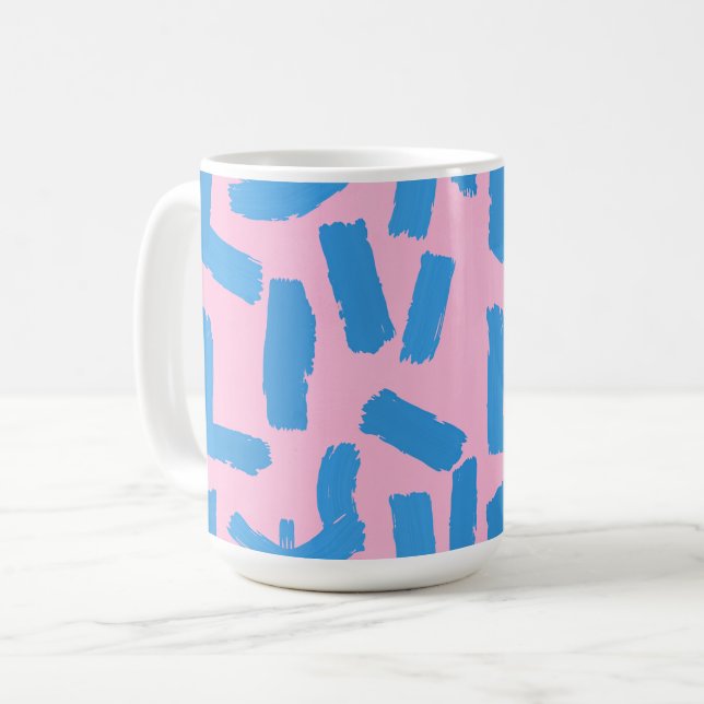 Pink with Blue Brushstroke Pattern Kaffemugg (Framsida vänster)