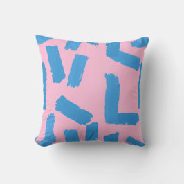 Pink with Blue Brushstroke Pattern Kudde