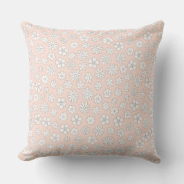 Pink with White Daisies Throw Pillow Kudde