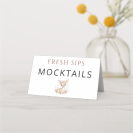 Pink Woodland Deer Girl Baby Shower Mocktails Placeringskort