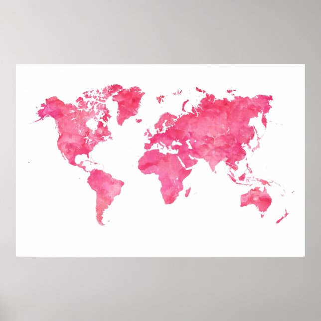 Pink World Map poster (Framsidan)