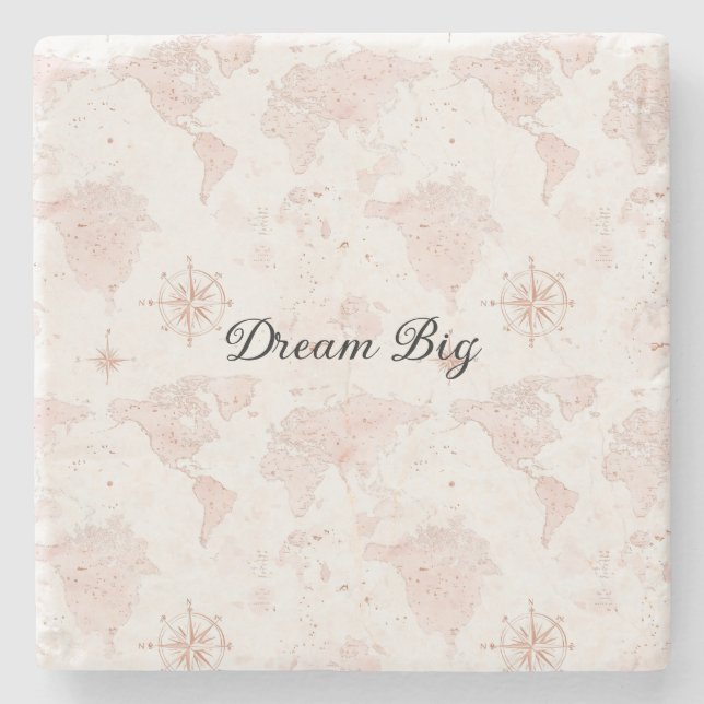 Pink World Map Stenunderlägg (Framsidan)