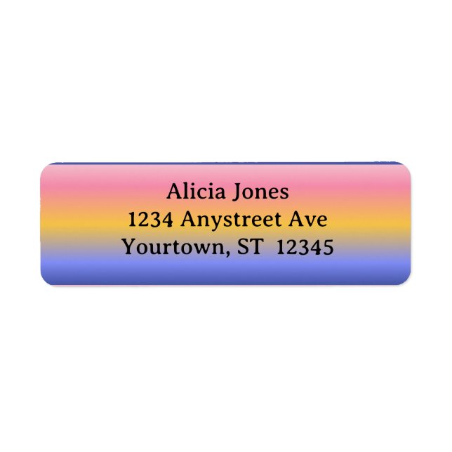 Pink Yellow Blue Gradient Returadress Etikett (Framsidan)