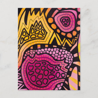 Pink Yellow Boho Abstract Postcard Vykort