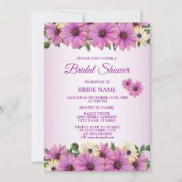 Pink Yellow Floral Rustic Bridal Shower Party Inbjudningar