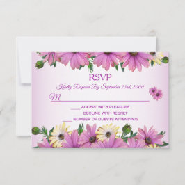 Pink Yellow Floral Rustic Elegant Wedding OSA Kort