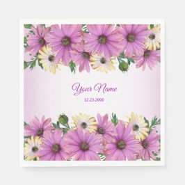 Pink Yellow Floral Rustic Elegant Wedding Party Pappersservett