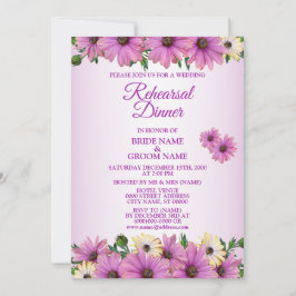 Pink Yellow Floral Rustic Wedding Rehearsal Dinner Inbjudningar