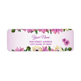 Pink Yellow Floral Rustic Wedding Return Address Returadress Etikett