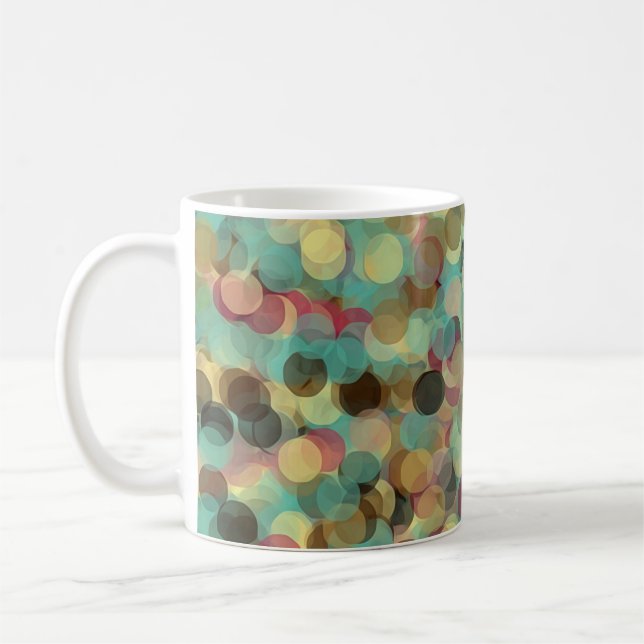 pink yellow green and blue circle pattern abstract kaffemugg (Vänster)