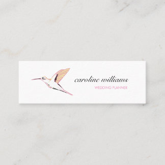 Pink yellow hummingbird illustration elegant chic mini visitkort