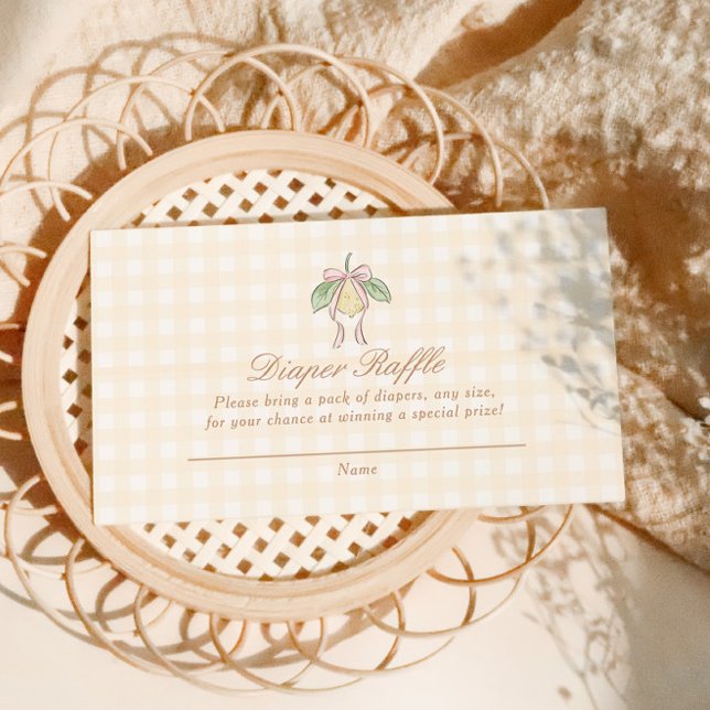 Pink & Yellow Lemon Bow Diaper Lotteri Tilläggskort (Skapare uppladdad)