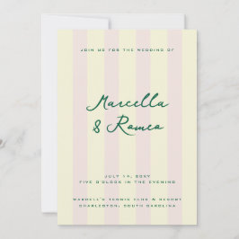 Pink Yellow Vertical Stripes Tennis Club Inbjudningar