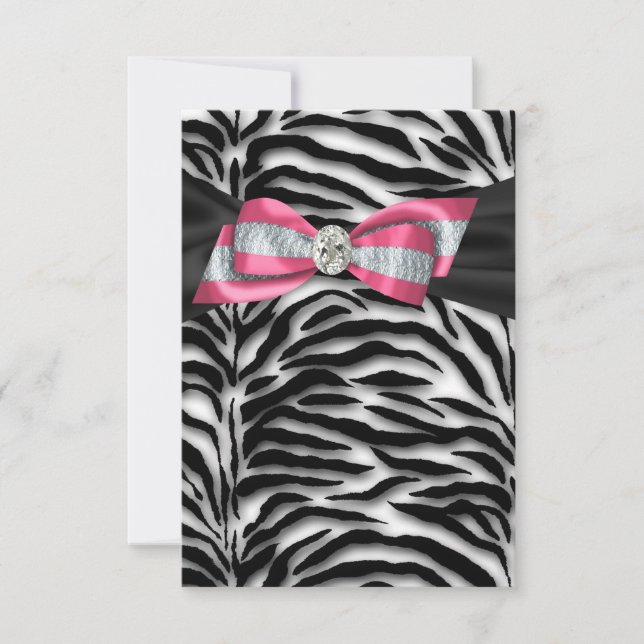 Pink Zebra-festinvitation RSVP Inbjudningar (Framsida)