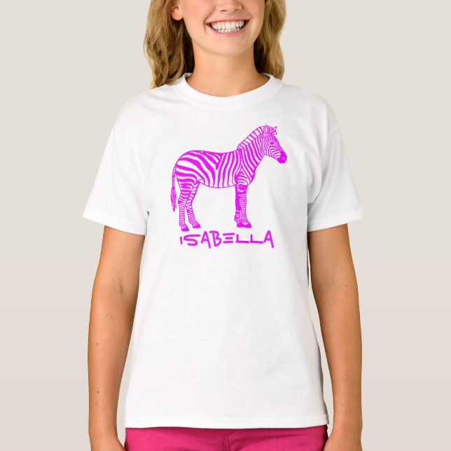 Pink Zebra Kids T-Shirt – Cute Striped Animal Tee  (Framsida)