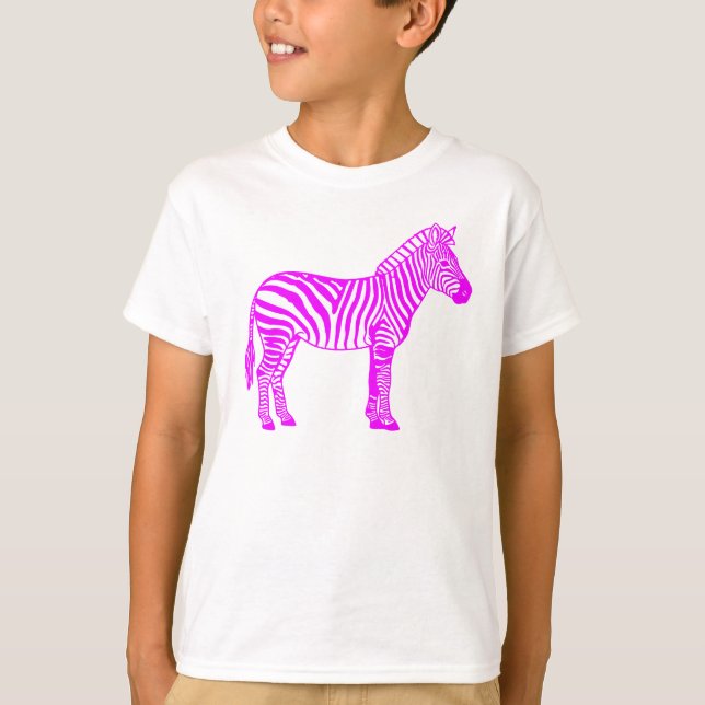 Pink Zebra Kids T-Shirt – Cute Striped Animal Tee  (Framsida)