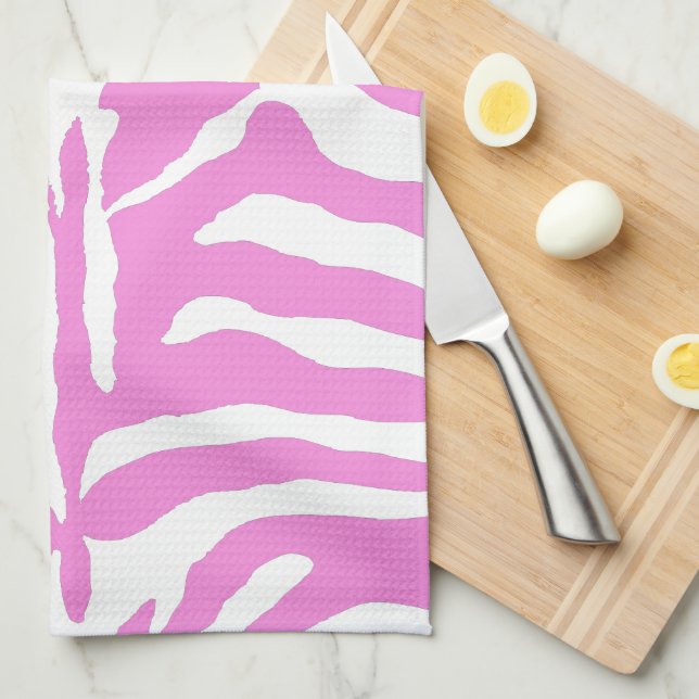 Pink Zebra Print Pattern Animal Texture Kökshandduk (Vikt i Fjärdedel)