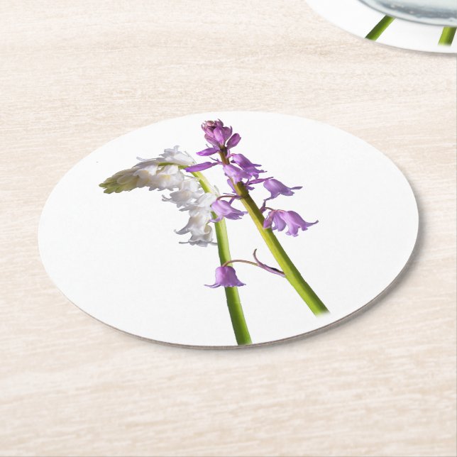 Pinkbells Fabric Mönster. Underlägg Papper Rund (Vinklad)