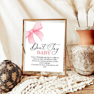 PinkBow säger inte att baby' Baby Shower Game-skyl Poster