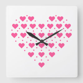 Pinke Herzen Fyrkantig Klocka