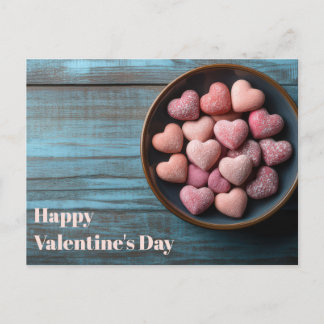 Pinke Herzen in Schale Valentinstag Vykort