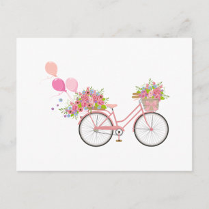 Pinker cykel med fantasifull design vykort