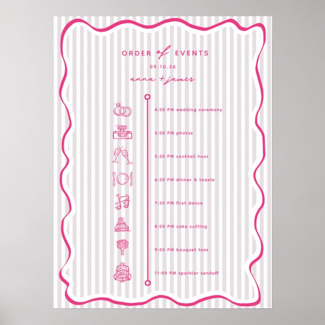 Pinker fantasinspired tidslinje för händelseförlop poster (Framsidan)