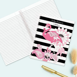 Pinker Flamingo i svart-vit randig design
