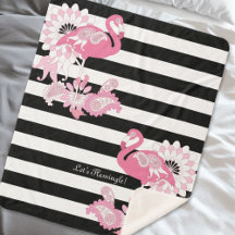 Pinker Flamingo i svart-vit randig design