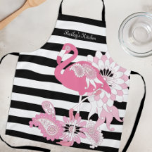 Pinker Flamingo i svart-vit randig design