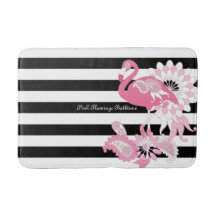 Pinker Flamingo i svart-vit randig design