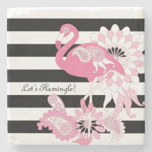 Pinker Flamingo i svart-vit randig design