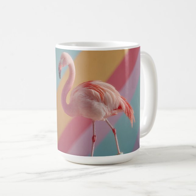 Pinker Flamingo på rullskridskor med fantasifullt  Kaffemugg (Framsida höger)