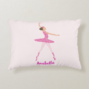Pinker Glitter-Ballerina Utseende Prydnadskudde