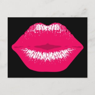 Pinker Kussmund Lippenstiftabdruck Valentinstag Vykort