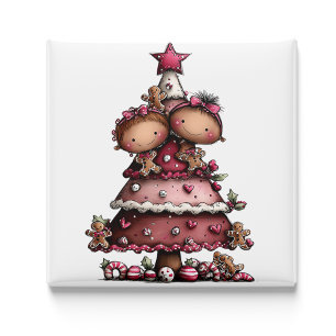 Pinker liten flicka Rosa julgranmagnet Magnet