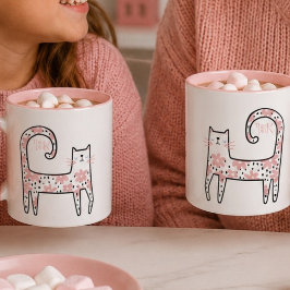 Pinker Pimpa Rosa Blommig Katt Tänk Rosa Mugg