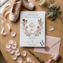 Pinker Pink Båge & Akvarell Ballerina Födelsedag