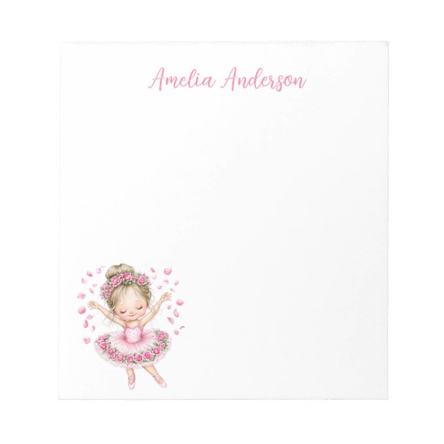 Pinker Pirouettdansande Flicka Anteckningsblock (Framsida)