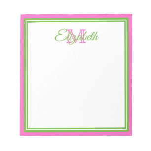 Pinker preppsk monogram anteckningsblock