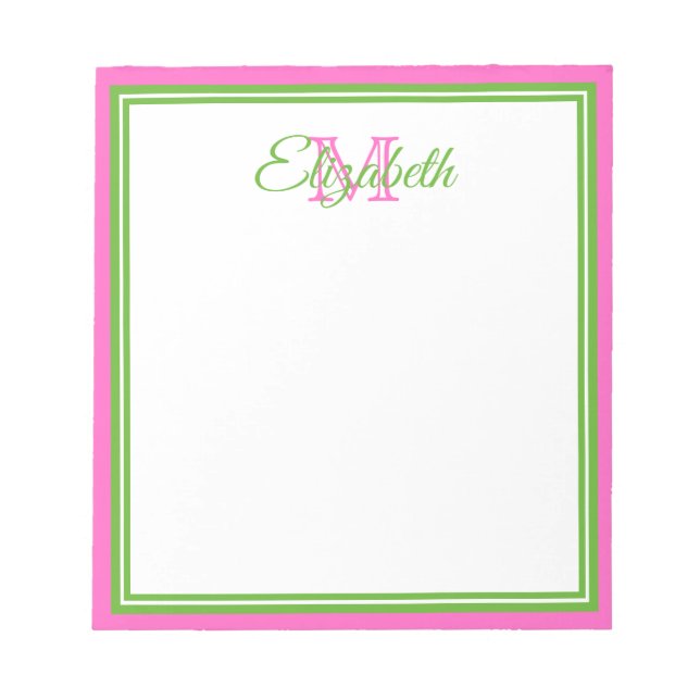 Pinker preppsk monogram anteckningsblock (Framsida)