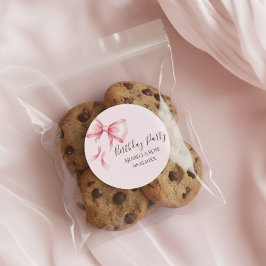 Pinker Pryl Födelsedagsfest Runt Klistermärke