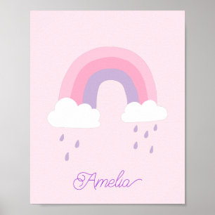 Pinker Purtpur Regnbåge Regnmoln Namn Poster