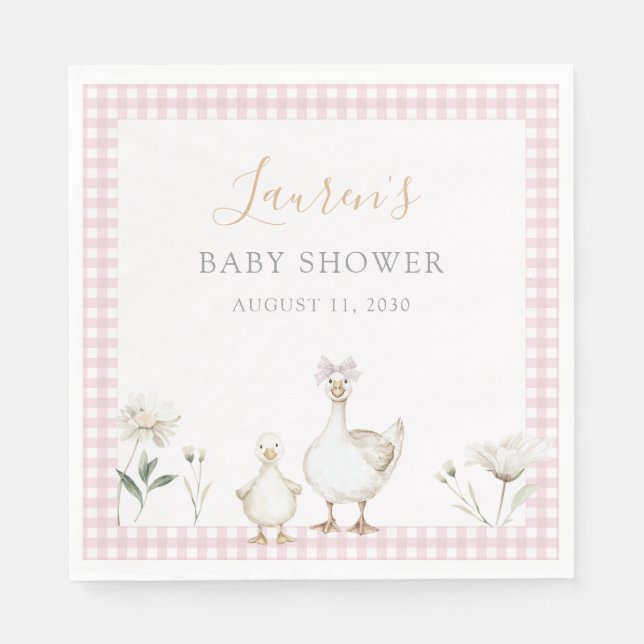 Pinker Pysar Vintage Pilgums Baby Shower Pappersservett (Framsidan)
