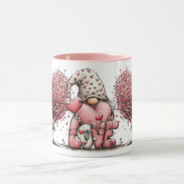 Pinker vattenfärg bläck Gnome illustration Mugg