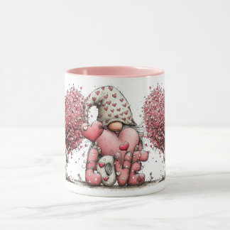 Pinker vattenfärg bläck Gnome illustration Mugg