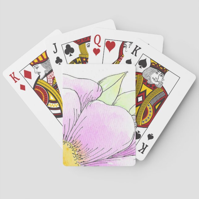 Pinker vattenfärg blomma med fantasifull design casinokort (Baksidan)
