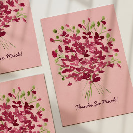 Pinker Vattenfärg Blommig Bukett Tack Kort