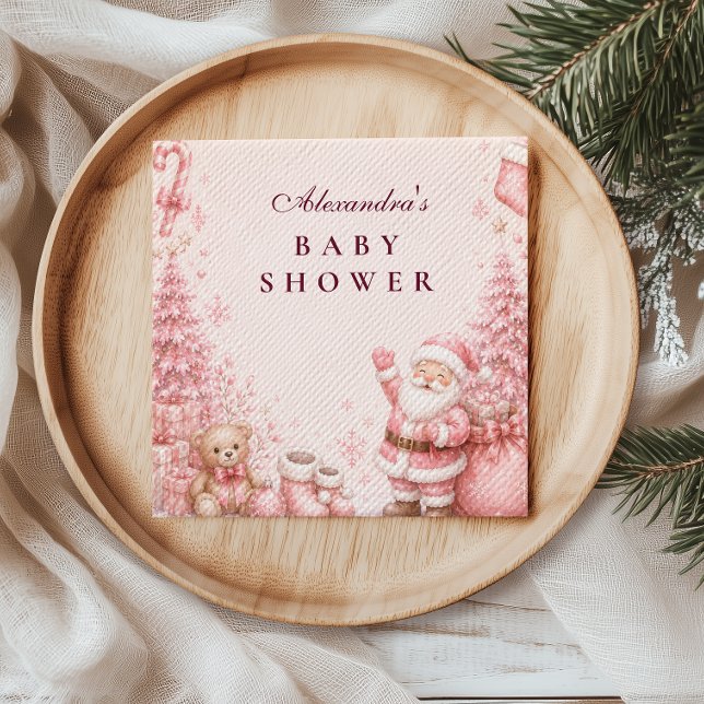 Pinker Whimsical Santa Bebis Shower Pappersservett (Skapare uppladdad)