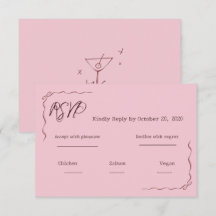 Pinker Whimsy Handskriven Kladdig Bröllops-RSVP